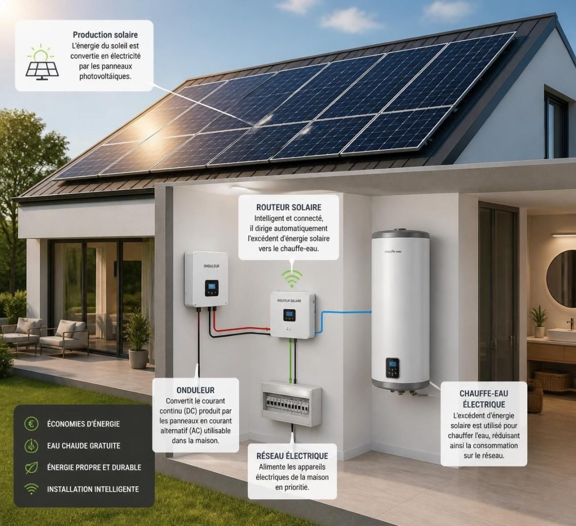 découvrez comment exploiter le surplus d'énergie solaire pour chauffer efficacement votre eau sanitaire, réduire vos factures d'énergie et adopter une solution écologique.