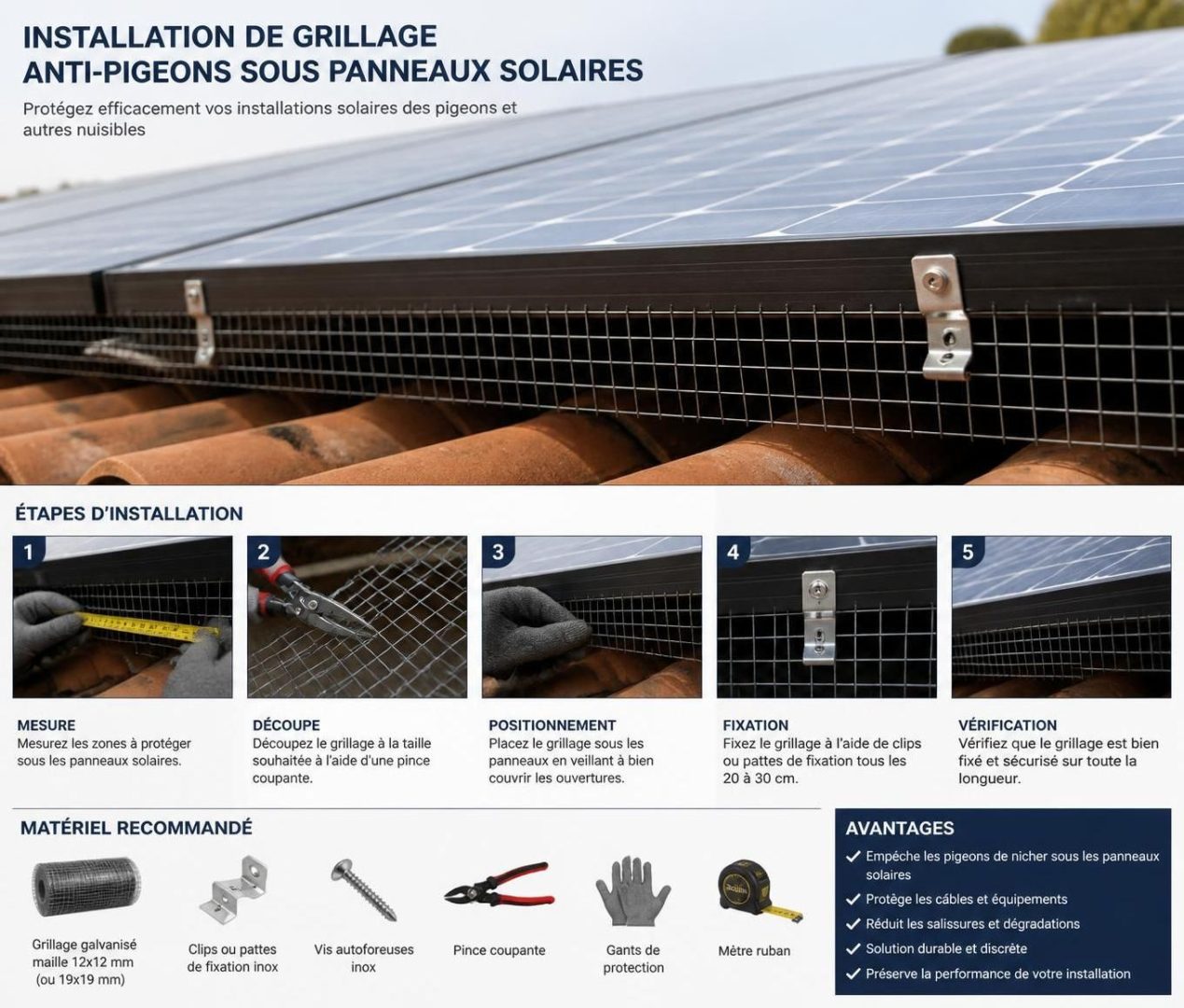 découvrez des méthodes efficaces pour empêcher les pigeons de nicher sous vos panneaux solaires et protéger votre installation durablement.